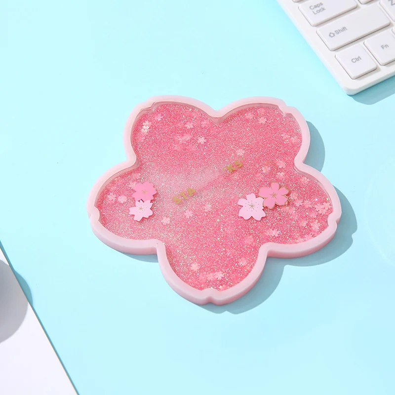 Подставки с сыпучим песком для напитков Горячие силиконовые подставки блестками