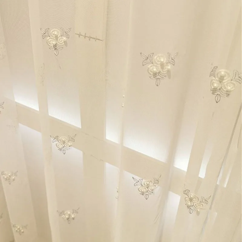 Элегантная жемчужная прозрачная занавеска для гостиной сельской местности