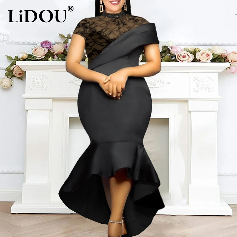 Кружевное Элегантное Черное вечернее