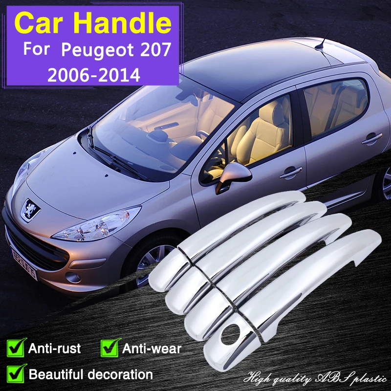 

for Peugeot 207 2006 2007 2008 2009 2010 2011 2012 2013 2014 ABS Chrome Door Handle Cover Car Accessories Rustproof Cap Styling