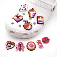10pcsset hot sale colourful cute shoe charms for croc sandals lesbianism clogs decoration set funny shoe accessories gifts