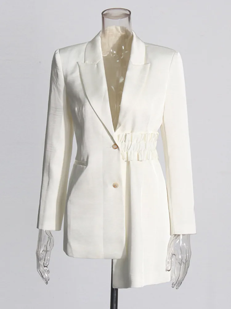 ZMEENNA плиссированные с поясом Асимметричные Лоскутные однобортные женские