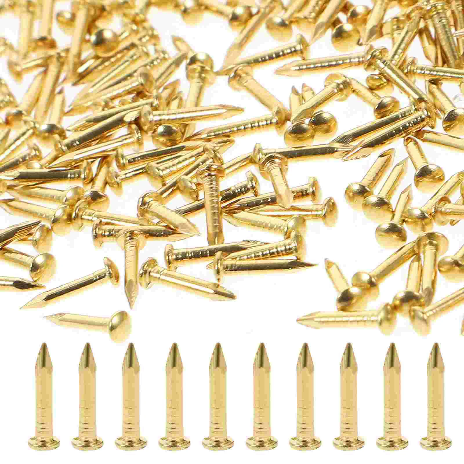 

200 Pcs Concrete Nails Mini Nails Crafts Common Nails Copper Nail Mini Nails Crafts Brass Head Tacks Brad Nail Kit