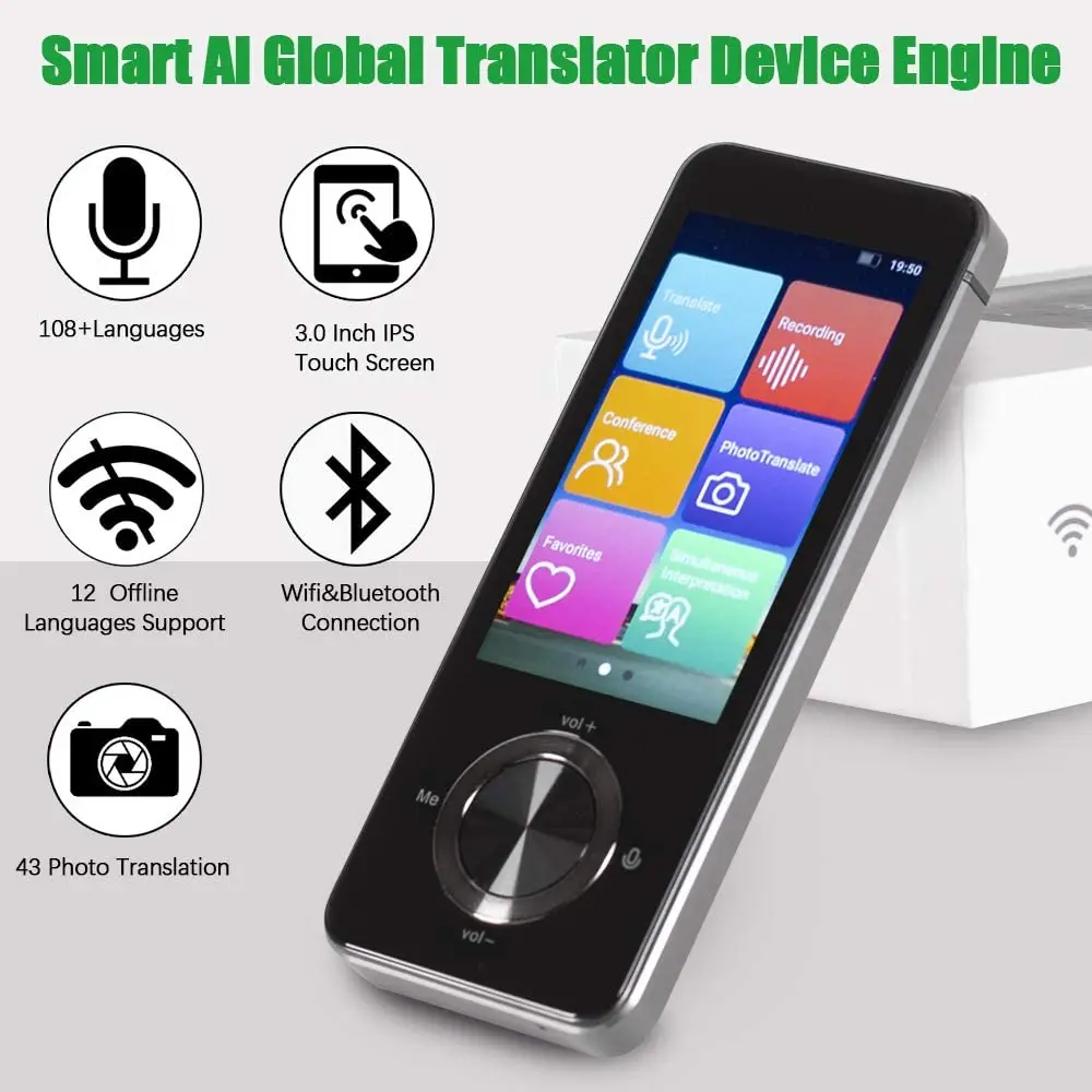 Hot M9 Portable Language Translator 107 Languages Two-Way Real-Time WiFi/Offline Recording/Photo Translate Language Translator
