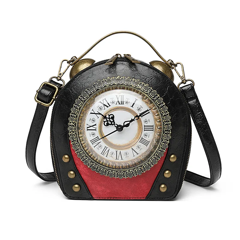 

Vintage Clock Shape New Women's Bag Walkable Clock Female Bag Novelty Exquisite High Quality Chic Design PU Handbag Free Shiping