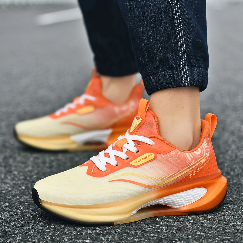 E-TPU Sole Men Running Shoes Women Soft Cushion Jogging Sports Shoes Mesh Breathable Sneakers Trend Walking Shoes Male Footwear