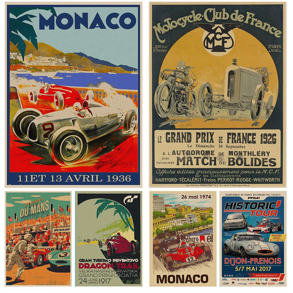 

Super Racing Formula 1 39e Monaco 81 Oslo Croatia Grand Prix Vintage Kraft Paper Poster Wall Sticker for Garage Art Decorative