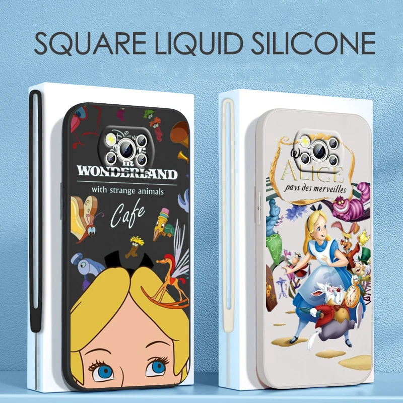 

Disney Alice Cute For Xiaomi POCO C50 C40 X4 M5S F4 M4 X3 F3 M3 C3 Pro GT NFC 4G 5G Liquid Rope Phone Case