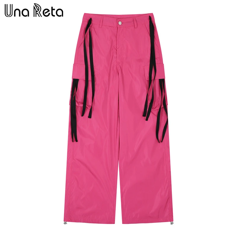 

Una Reta/повседневные мужские брюки; Новинка; Брюки-карго в стиле хип-хоп с лентой; Модные прямые мужские брюки