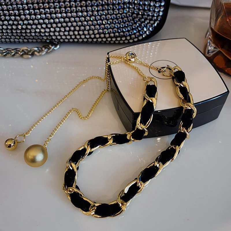 Корейский Новый дизайн модные ювелирные изделия черное ожерелье из