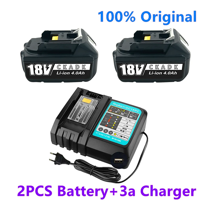 

Аккумуляторная батарея BL1860, 18 в, 4000 мАч, литий-ионная батарея для Makita 18 в, аккумулятор BL1840, BL1850, BL1830, BL1860B, LXT 400 с зарядным устройством