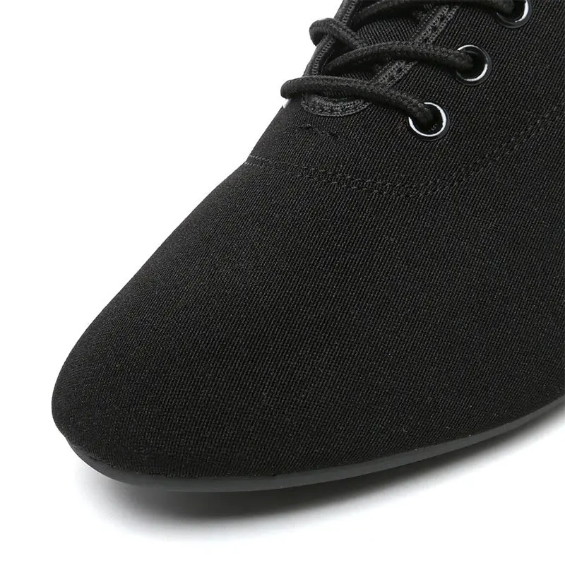 Men's Latin Salsa Dance Shoes Black Cloth Ballroom Shoes Practice Competition Dancing Shoes Man Dancing Sneakers Plus Size 38-44