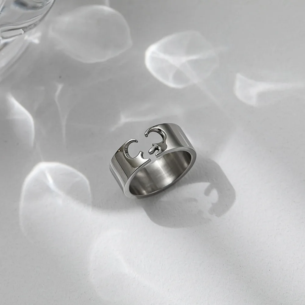 

Unisex Fashion Simple Style Personalized Hollow Open Ring Titanium Steel Rings for Men and Women Jewelry Gift Acier Bague