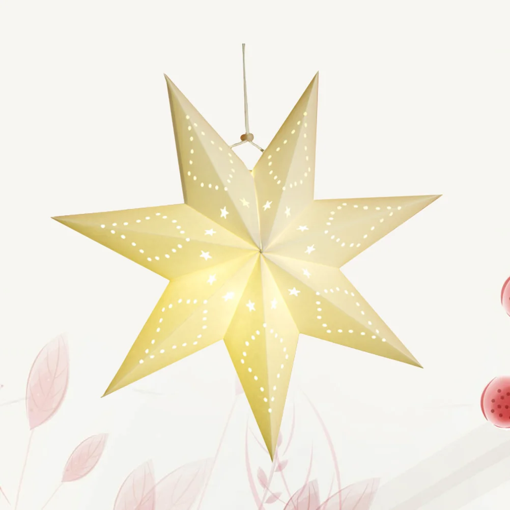 

Paper Star Lantern Lampshade Hanging Christmas Star Ornaments Hanging Star Lamp Snowflakes ( White )