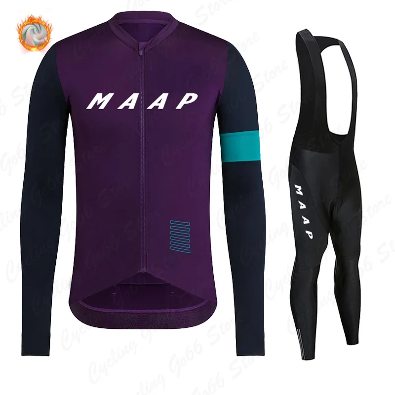 

MAAP Мужская зимняя одежда для велоспорта с длинным рукавом, Термальный флисовый велосипедный комплект из Джерси для горного велосипеда, теплый велосипедный комплект одежды для велоспорта