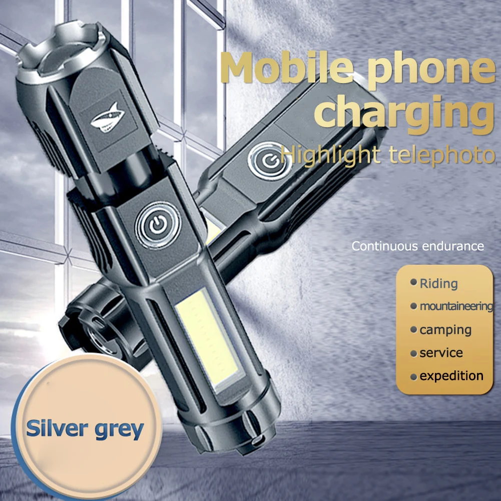 

Rechargeable Telescopic Zoomable Waterproof Portable COB LED Torch Lamp Multifunctional Outdoor Camping Powerful Lighting