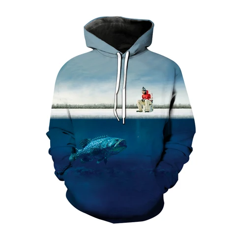 Толстовка с 3D принтом рыбы для мужчин и женщин, Модный свитшот с капюшоном, пуловер в стиле хип-хоп, топы унисекс, пальто, модная одежда с капюшоном