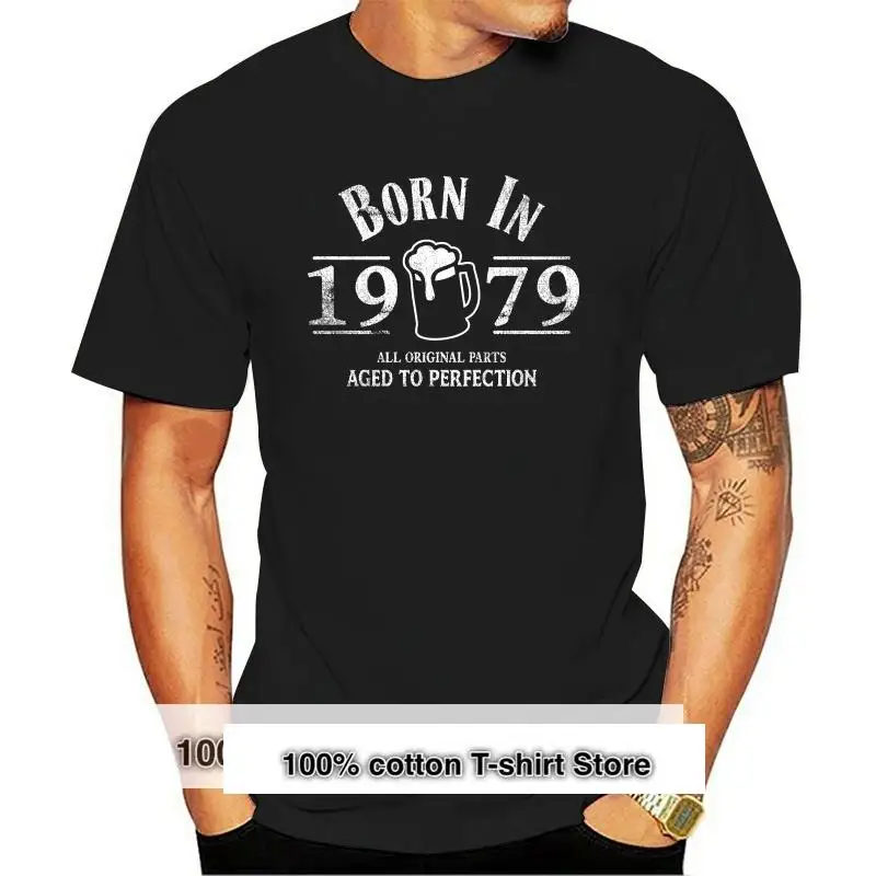 

Born in 1979 T-Shirt - 40th Year Birthday Age Present Beer Funny Aged Mens Gift Gift Print T-shirtfree shipping cheap tee