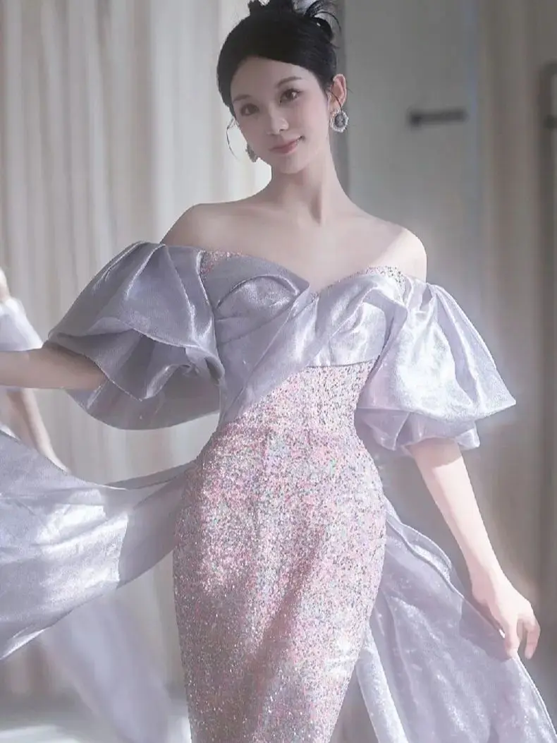 Великолепное платье-Русалка во французском стиле с открытыми плечами и