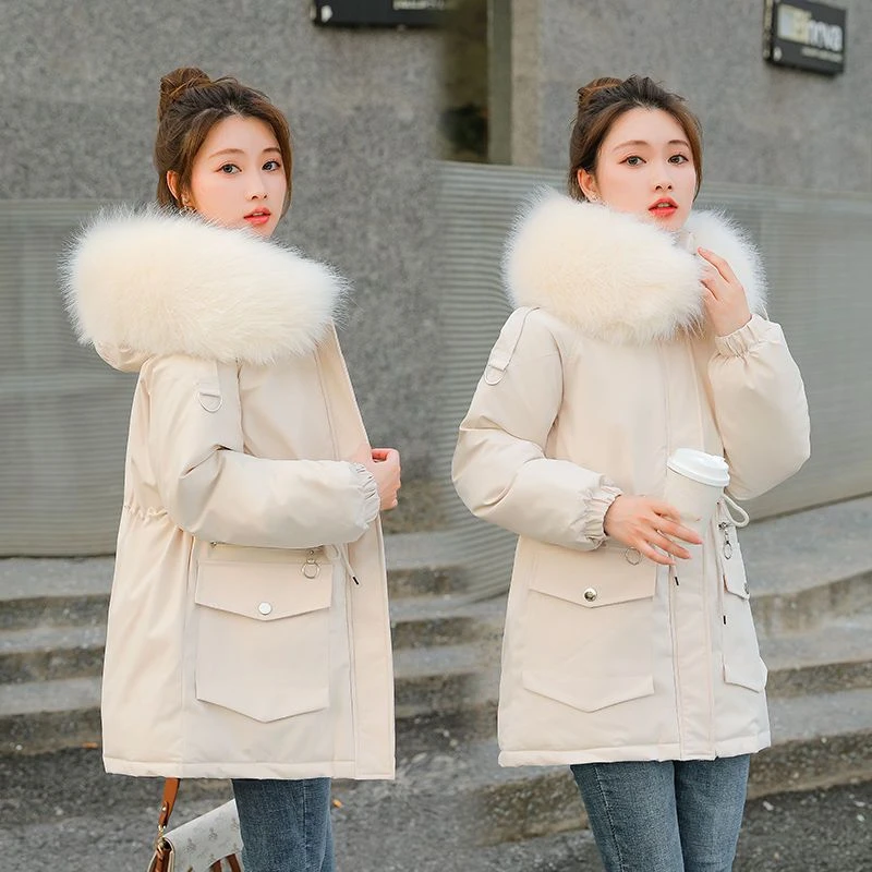 Cotton jacket women's medium length 2022 new winter parka cotton coat women Korean version loose thickened down cotton jackets
