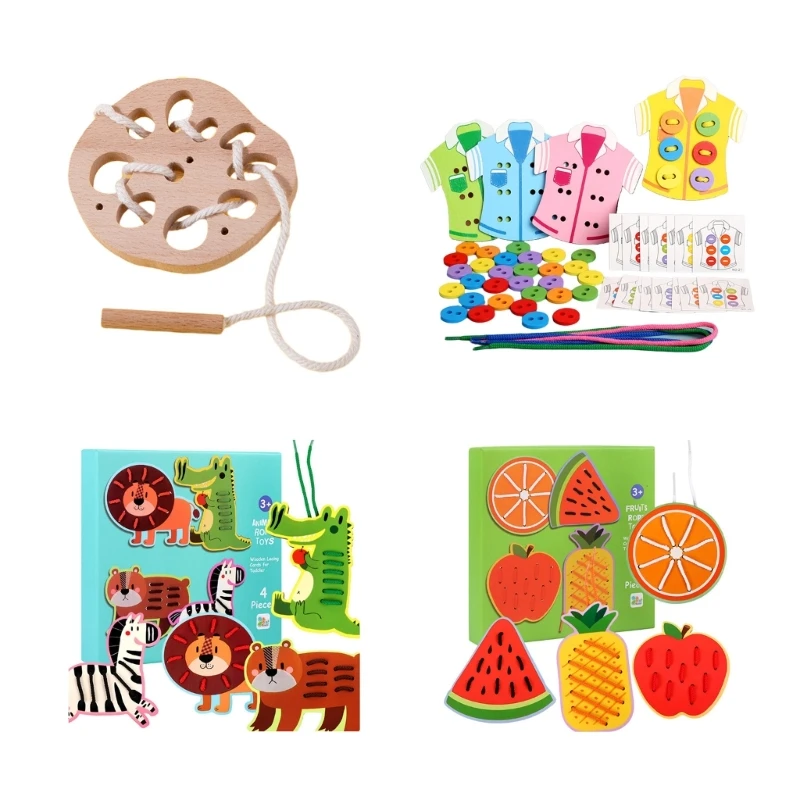 

Early Educational Toy for Kids Threading Board Wood Develops Patience Toy
