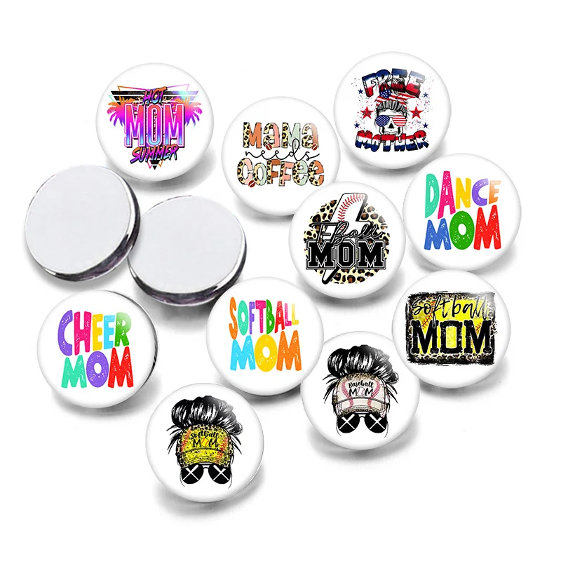 

Baseball Softball MOM Round Photo Glass Cabochon 12mm/20mm/25mm Demo Flat Back Making Findings S0891