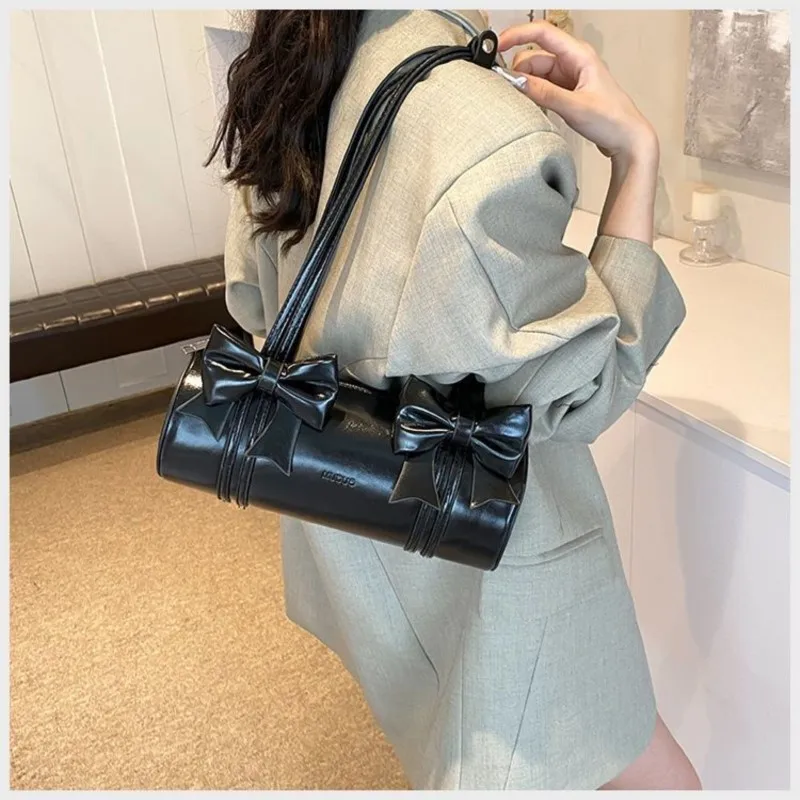 JIAERDI Милая крутая ручная сумка с бантом Y2k Женская милая кожаная мягкая