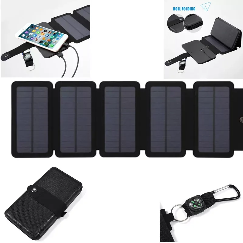 

30W Foldable USB Solar Panel Monocrystal Solar Cell Folding Waterproof 5 Panels Charger Outdoor Mobile Power Battery Charging