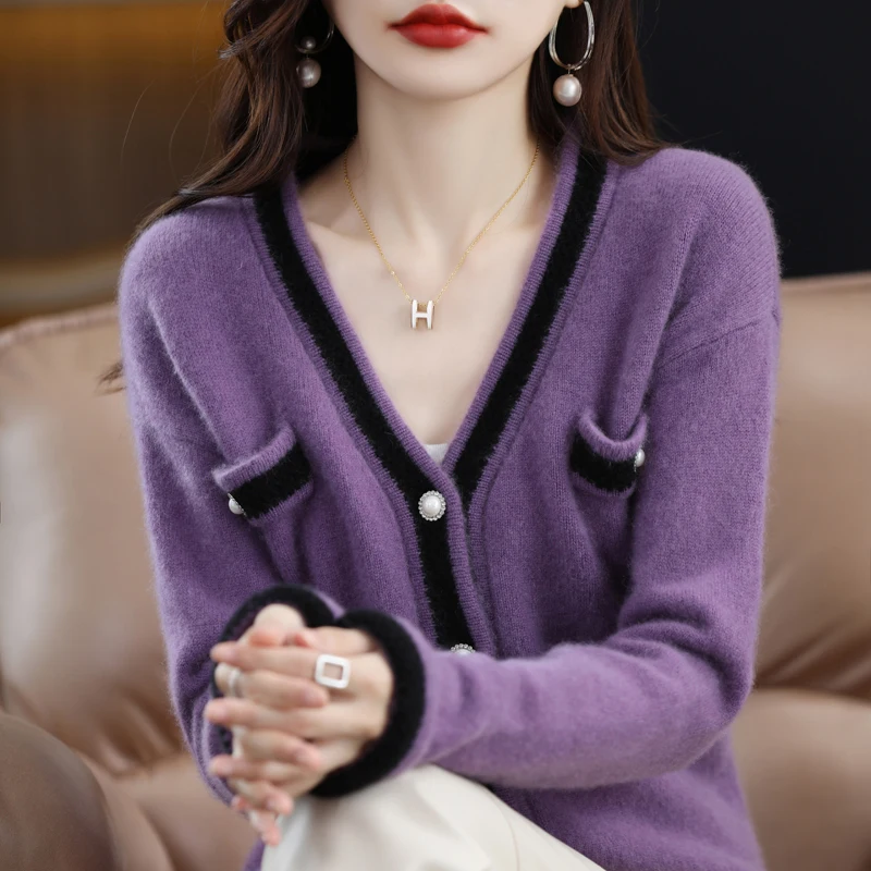 Осенне-зимний новый кардиган из 100 чистой шерсти Корейская версия женский модный