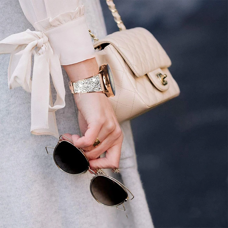 20 22MM Diamond Stainless Steel Strap for Samsung Galaxy Active 2 40 44mm Band 42 46mm for Samsung Gear S3 Classic/Frontier Belt