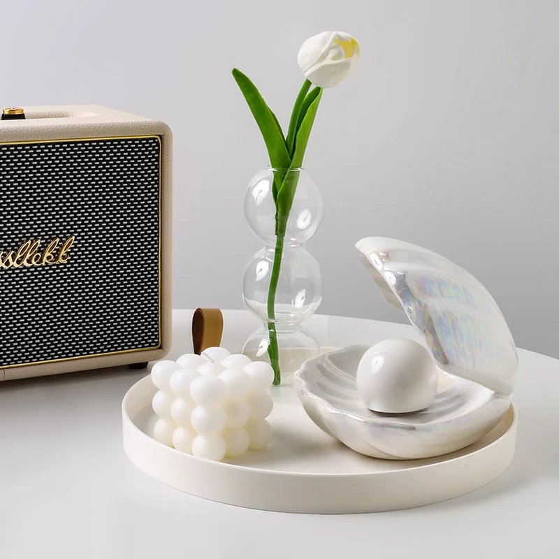 

storage Round tray storage cosmetic storage box living room dining table coffee table desktop decoration tray ornaments 26.5cm