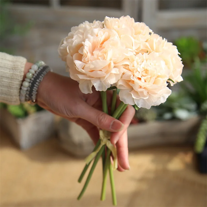

Beautiful Peony Artificial Silk Flower for Wedding Wreath DIY Crafting Party Home Decoration Fall Hydrangea Flowers Bouquet 5pcs