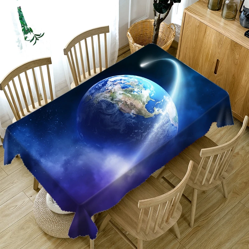 

Blue Outer Space Planetary System Pattern Water-washable Polyester Dustproof Wedding Decoration Tablecloth Mantel Mesa Manteles