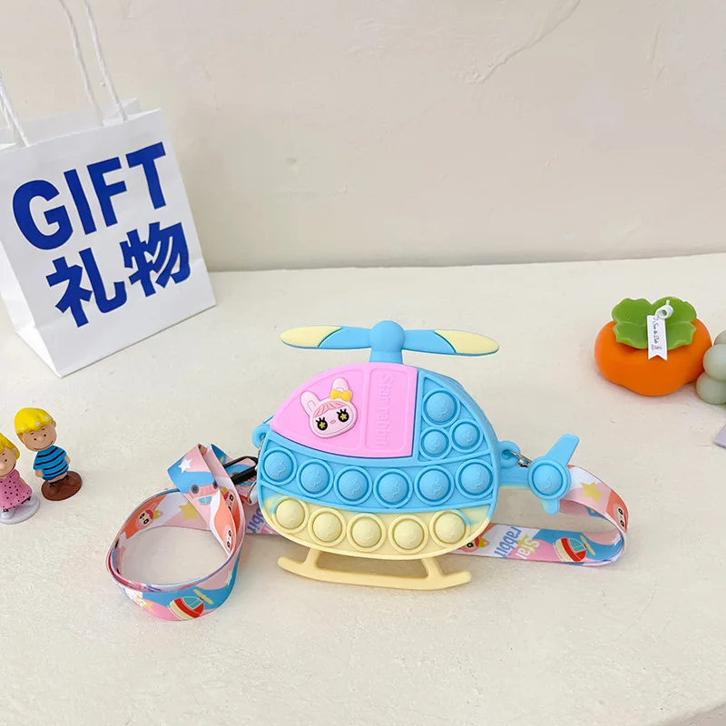 

Kawaii Airplane Air Balloon Crossbody Bag Pop Fidget Toys It Push Bubbles Anti-Stress Reliever Squishy Squeeze Toy for Kids