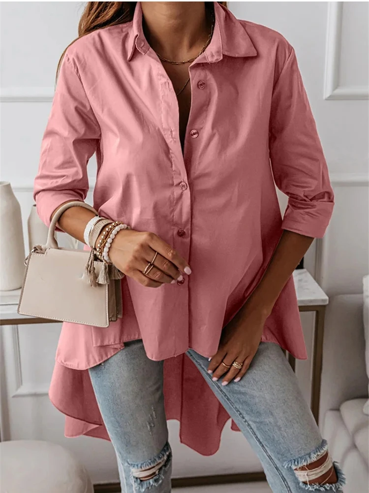 

Fashion Casual White Top Blouse Women Spring Autumn Tops Shirt Long Sleeve Turn-down Collar Elegant Button Loose Shirts 2023 New