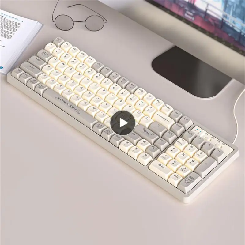 

Проводная эргономичная клавиатура, водонепроницаемая игровая клавиатура с 102 клавишами, механическая клавиатура для ноутбука, Золотая/красная/серебряная оси, клавиатура с горячей заменой