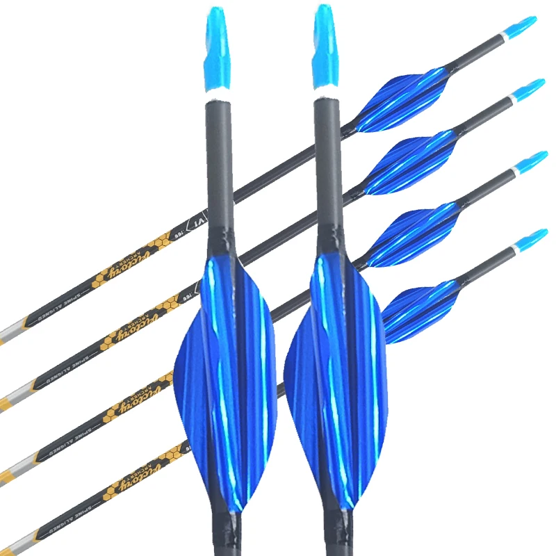 

V1 Archery Pure Carbon Arrow Shaft Spiral Feather ID4.2mm Spine 350 400 500 600 700 800 900 Recurve Bow LongBow Hunting Shooting