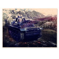 world of tanks vintage kraft paper poster prints ww ii panzer armored picture wall art painting military wall chart home decor