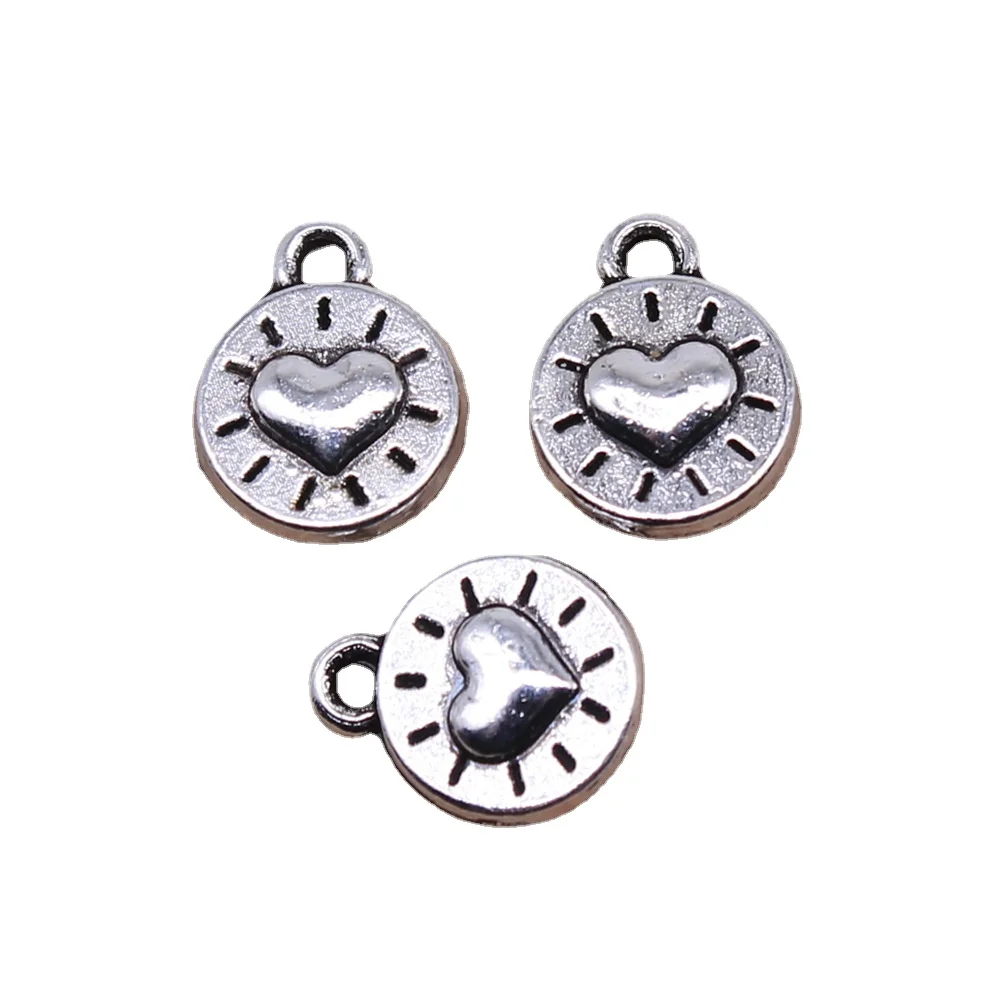 

50Pcs Tibetan Silver/Bronze Tiny Heart Charms Pendants Love Craft for DIY Handmade Necklace Bracelet Jewelry Making Accessories