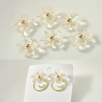 transparent acrylic immortal elegant flower ear stud earrings material diy handmade ear rings accessories 10pcs