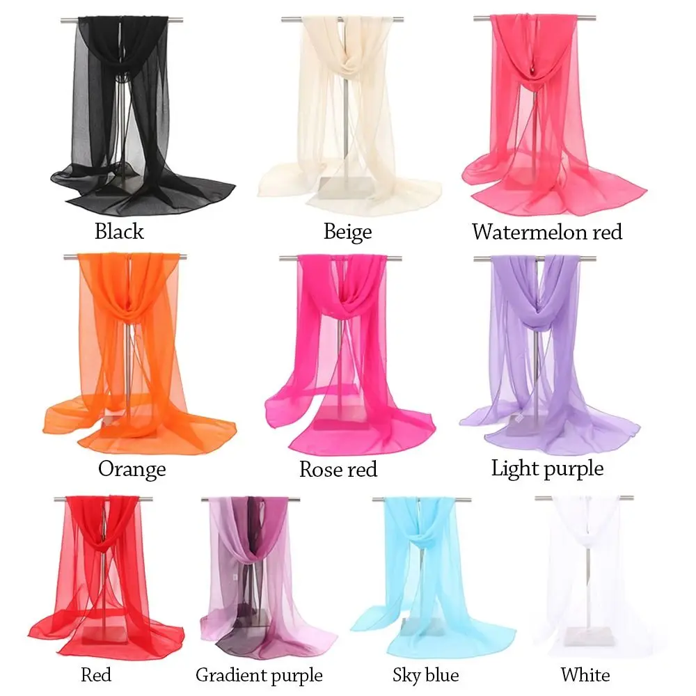 Женский фуляр однотонная шифоновая ранняя бандана элегантная длинная шаль