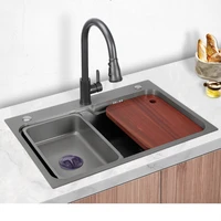 gun grey kitchen sink nano stainless steel household sink multifunctional table board