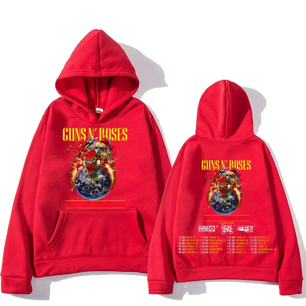 Guns N Roses Tour 2025 Hoodie Retro Street Style Pullover Unisex Pocket Fleece Hoody Loose Windproof Sportswear Clothes