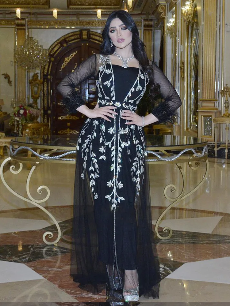 PLEINDI Luxury Evening Dresses Boat Neck Spaghetti Strap A-LINE Floor-Length Sequined 2022 New of Exquisite Prom Wome Dress