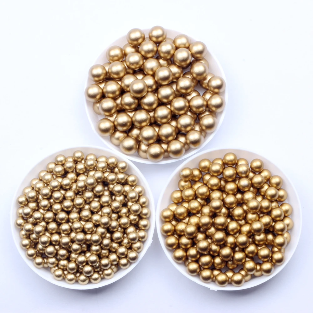 

Matte Gold Matte Silver 5 6 8mm Round Beads Classic Resin Pearls No Hole Imitation Rhinestones Used For DIY Crafts Decoration