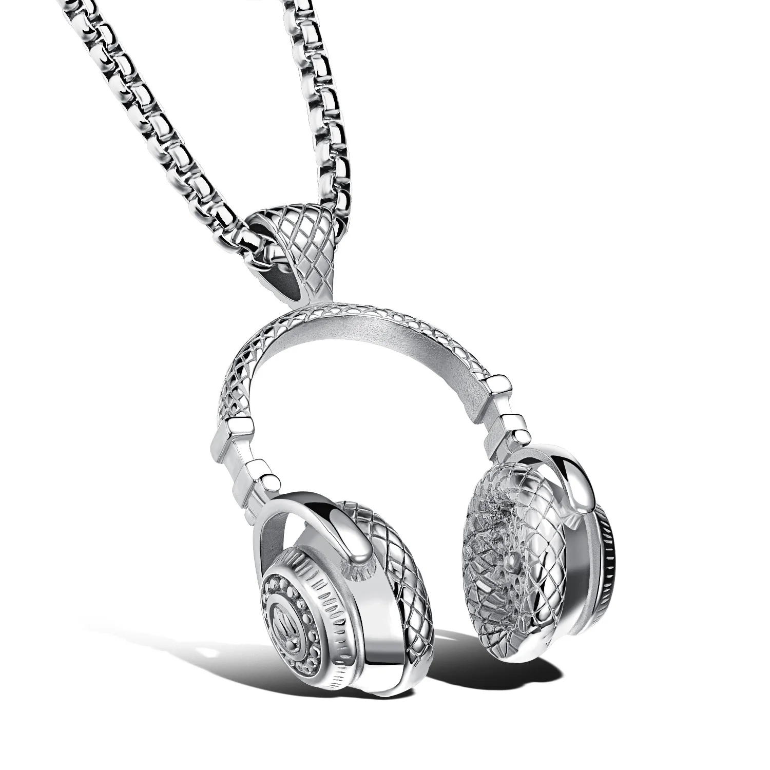 

Fashion Music Earphones Earphones Pendant Titanium Steel Necklaces for Men