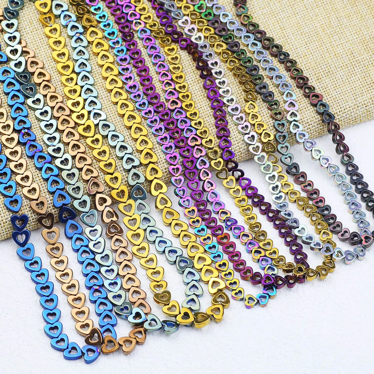 Бусины из гематита с натуральным покрытием полые персиковые сердца бусины