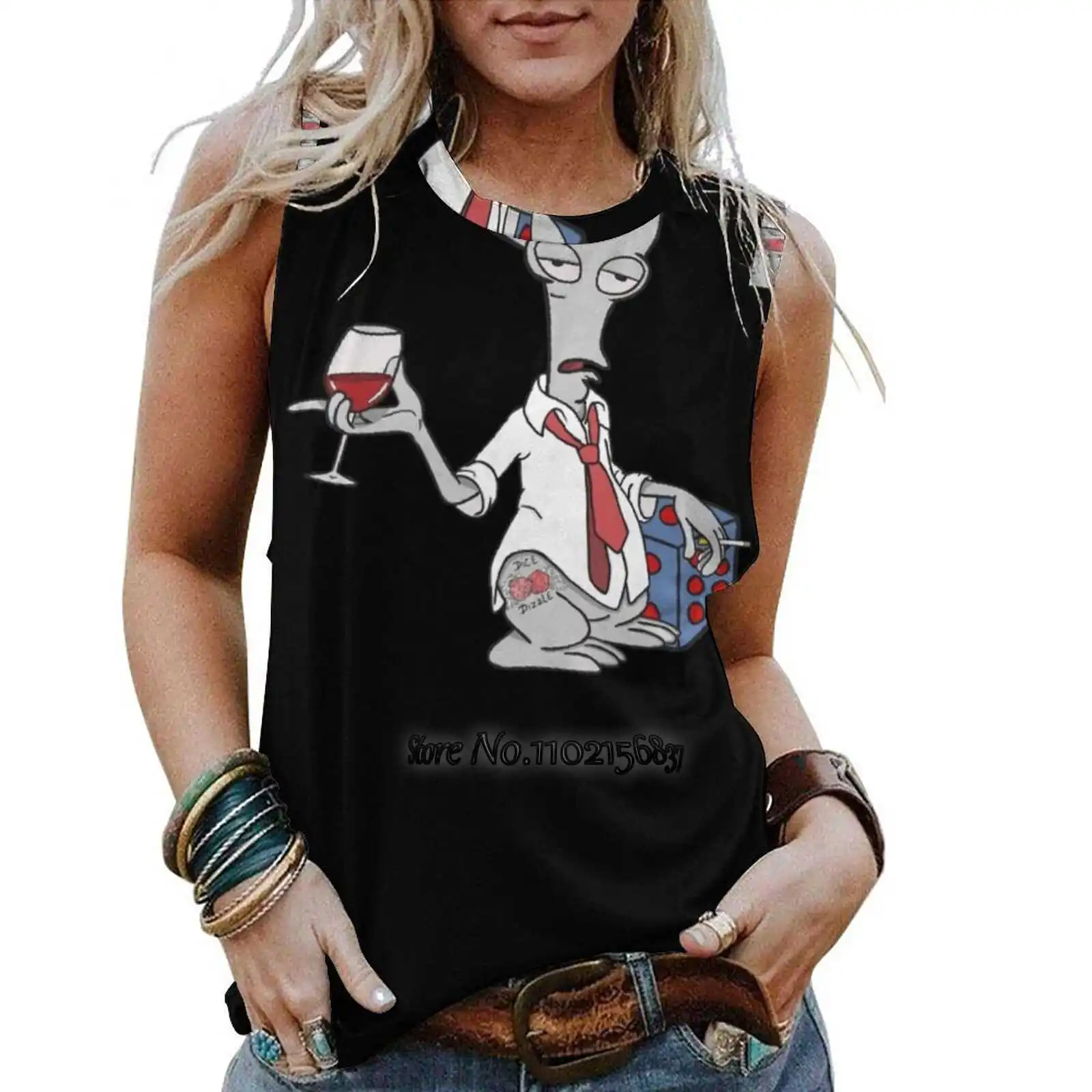 

Летние Элегантные майки Steam с круглым вырезом, Свободный жилет, топ Роджер, папа, американский мультяшный Роджер