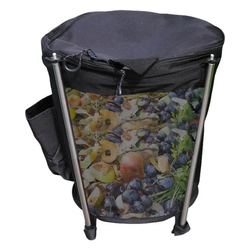 

Outdoor Lawn And Leaf Bag Waste Trash Can 20L Camping Garden Bin With Zipper Foldable Utility Container For Lawn Yard Outdoor