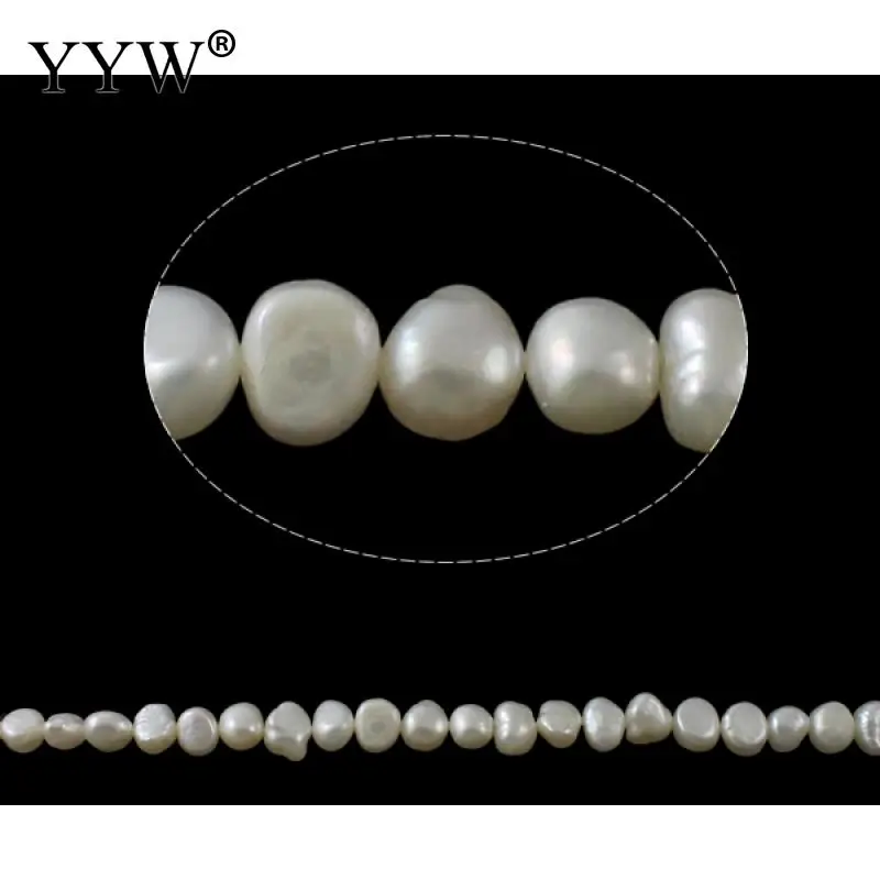 

7-8mm Freshwater Pearl Beads White Pearls Baroque Cultured Pearl Beads for DIY Elegant Necklace Jewelry Making 15'' Strand